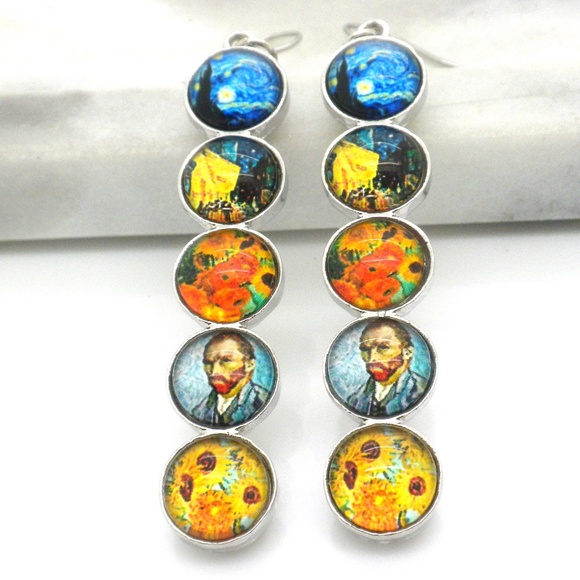Van Gogh Art Medley Earrings 4" - Picture 1 of 2